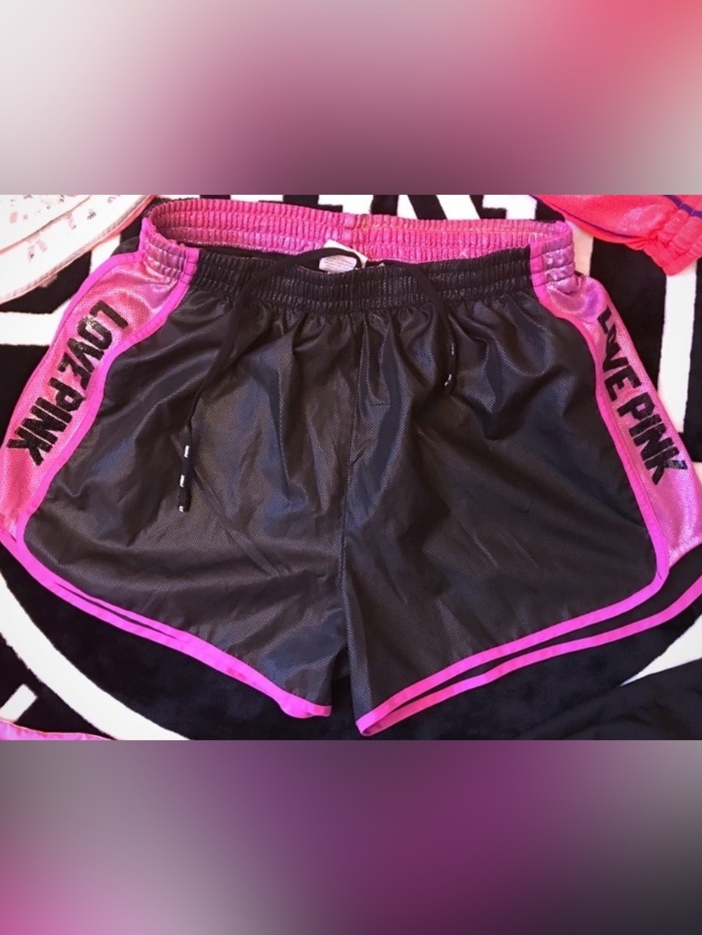 Victoria's Secret pink bling track shorts. Small